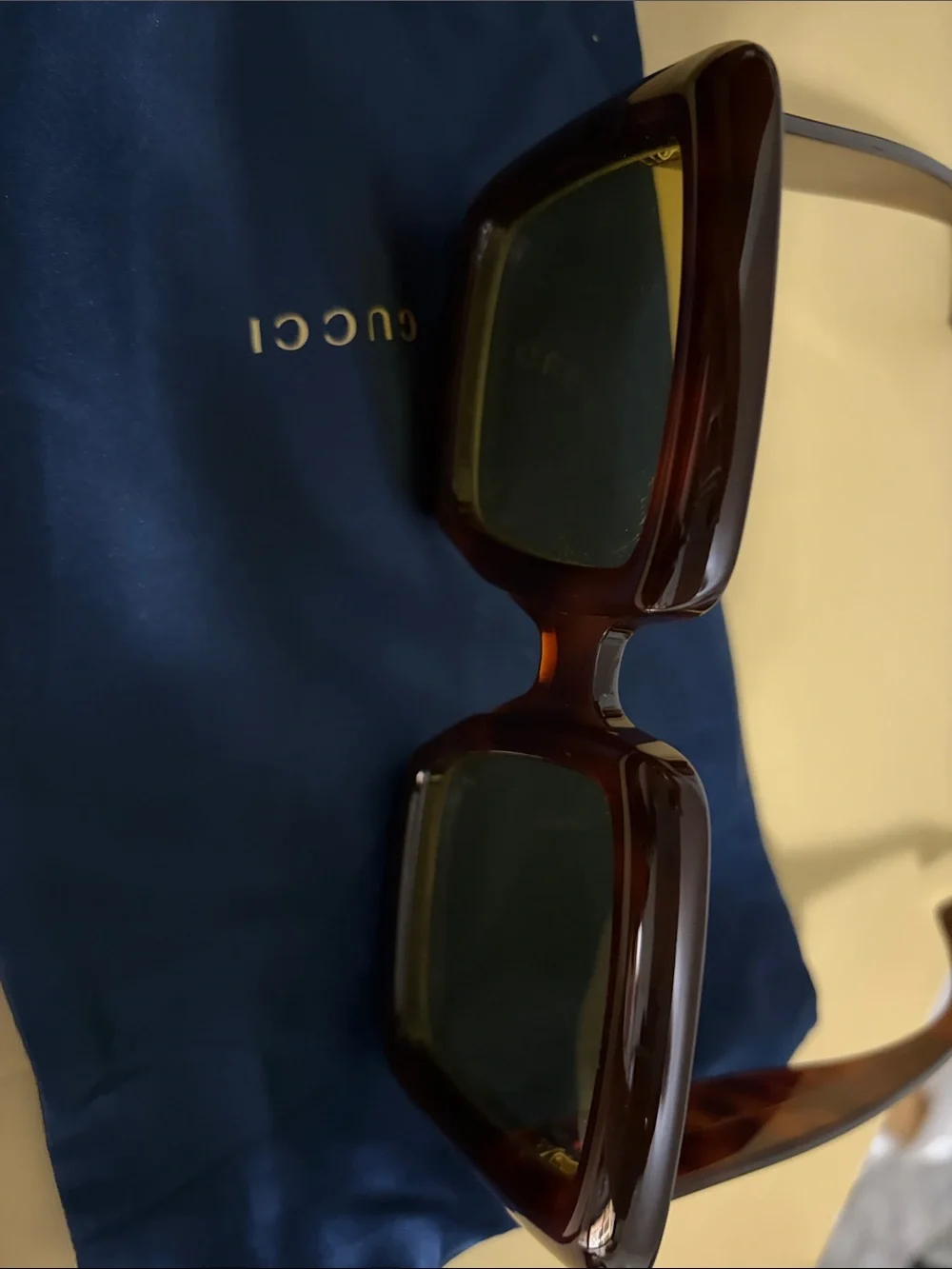 Gucci Women's Square Brown Frame Sunglasses with Yellow Lenses STYLE GG0783S
